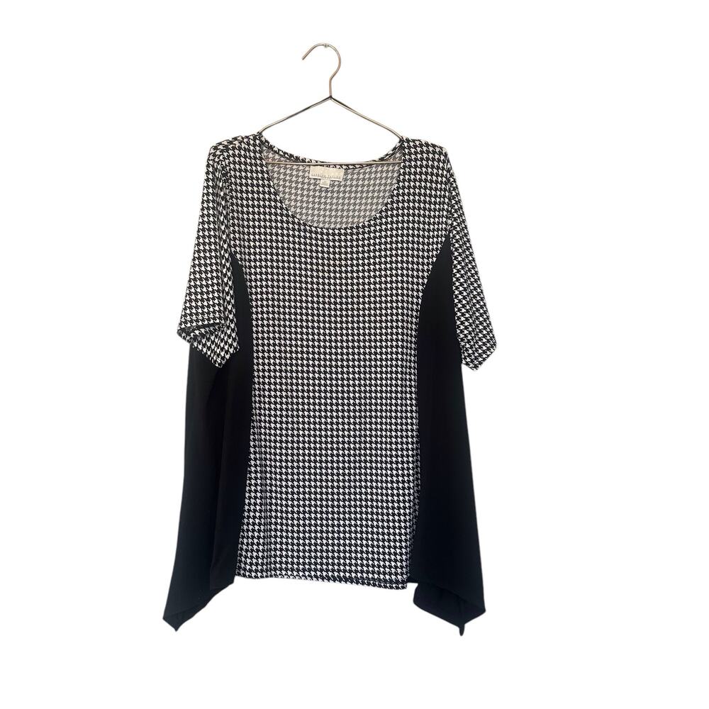 Carolyn Taylor houndstooth short sleeve tunic blouse size 3X